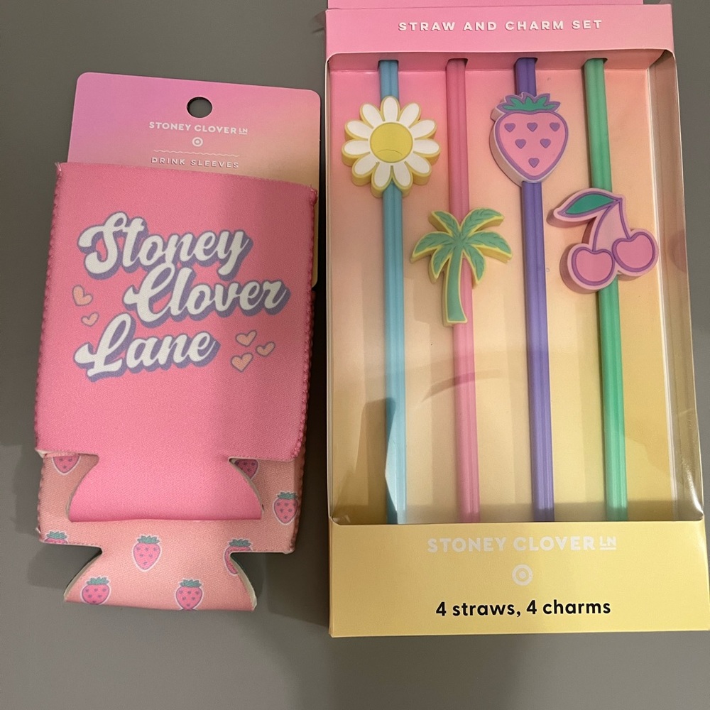 Stoney Clover Lane straw set and drink sleeve NWT Ready to ship